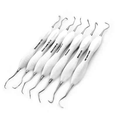 7Pcs Periodontal Curettes Scaler (White Silicone Handle)